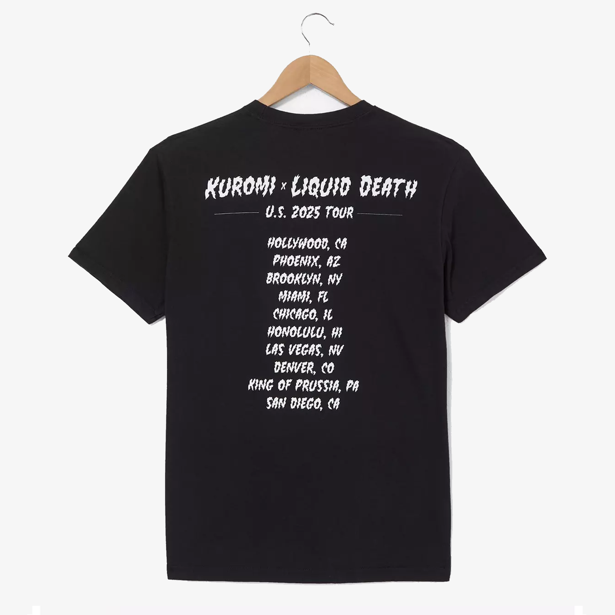 Kuromi x Liquid Death Tonal Portrait T-Shirt (Black) Apparel Culture Studio