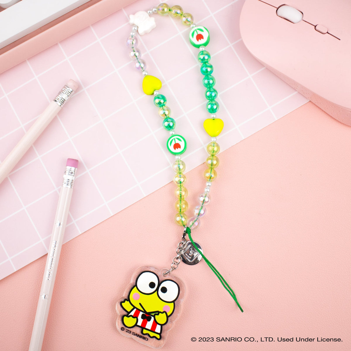 Keroppi Beaded Charm Mobile Phone Wrist Strap