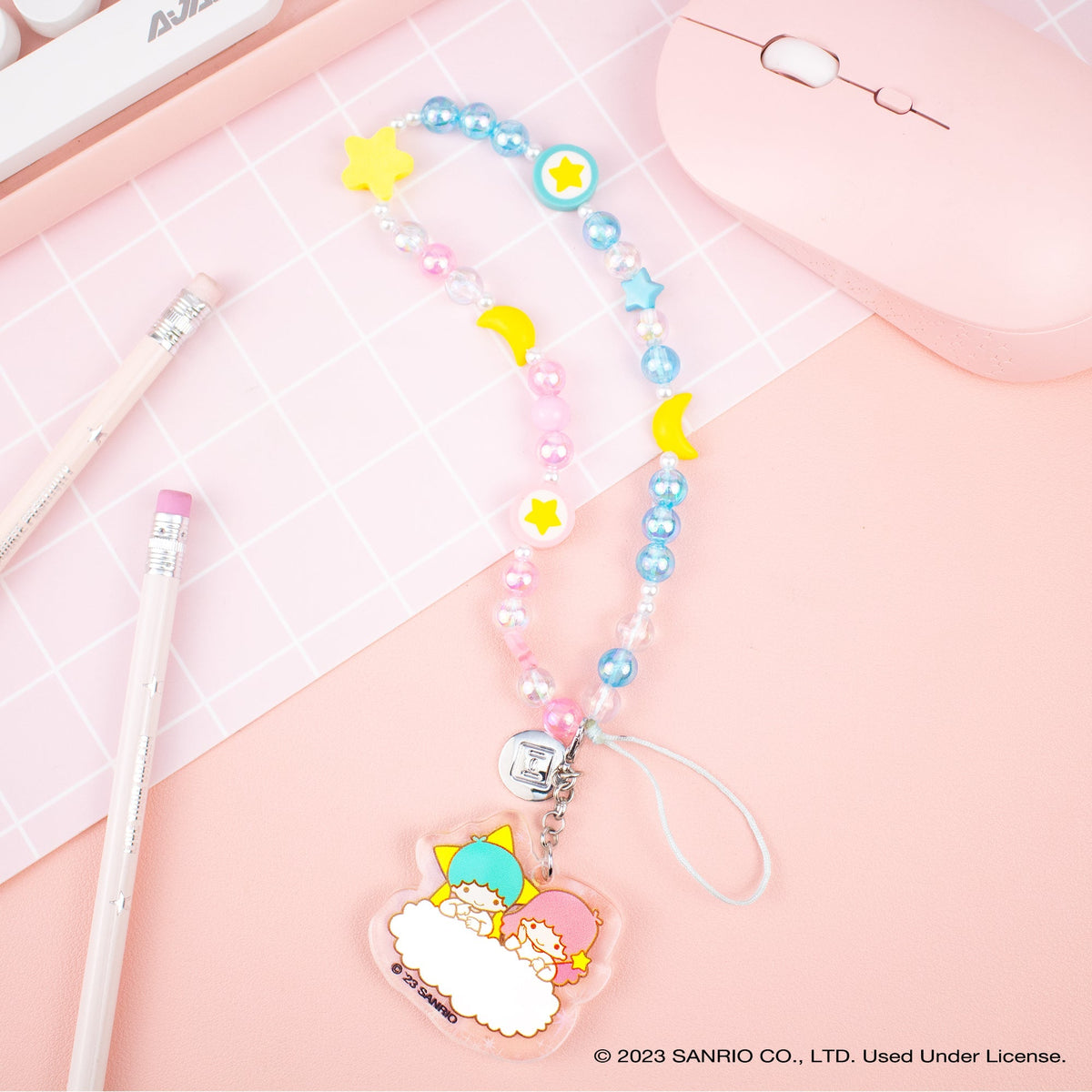 Pastel Star Phone Charm Strap Or Keychain - Cute Beaded Cellphone Strap