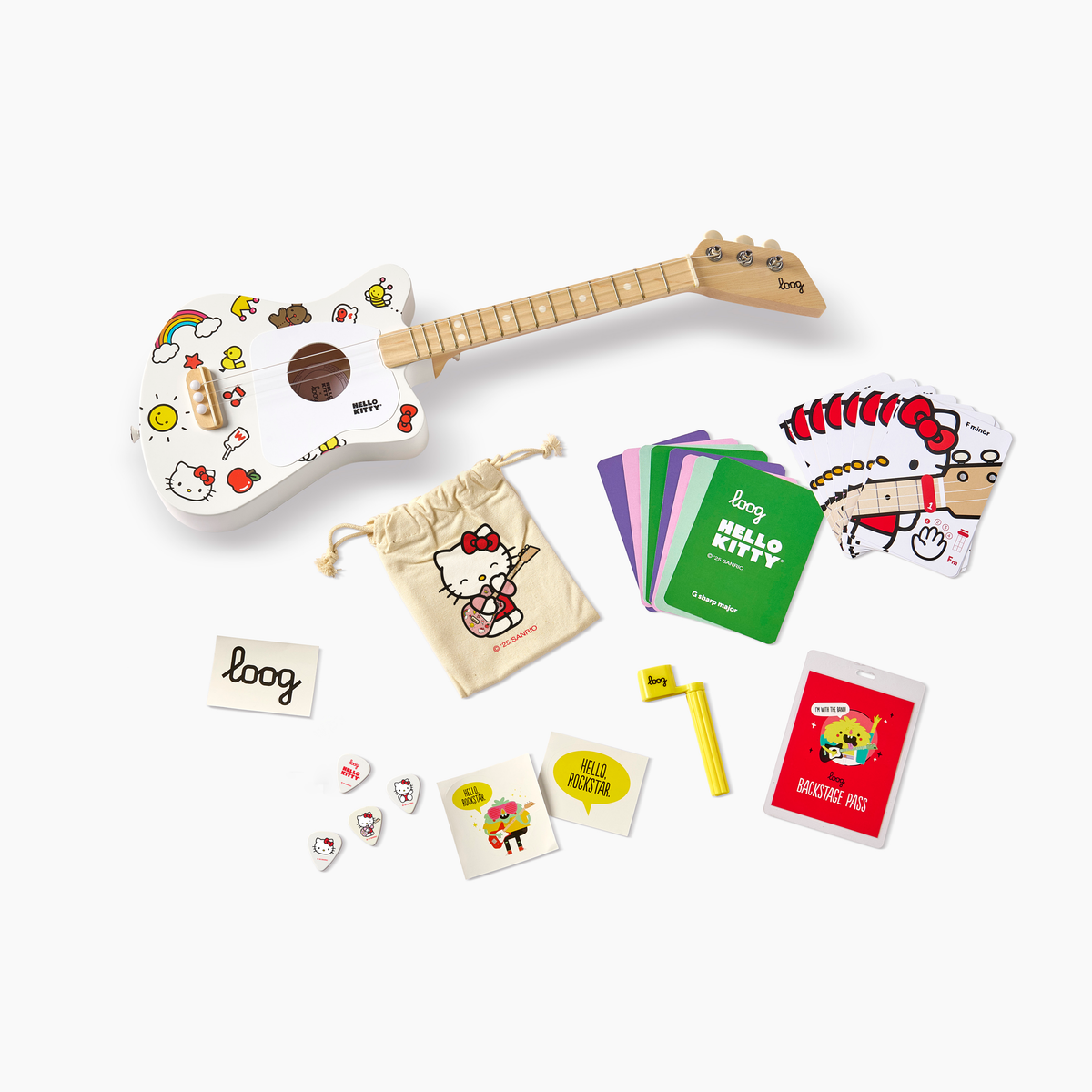 Hello Kitty x Loog Kids Mini Acoustic Guitar (White) Home Loog Guitars