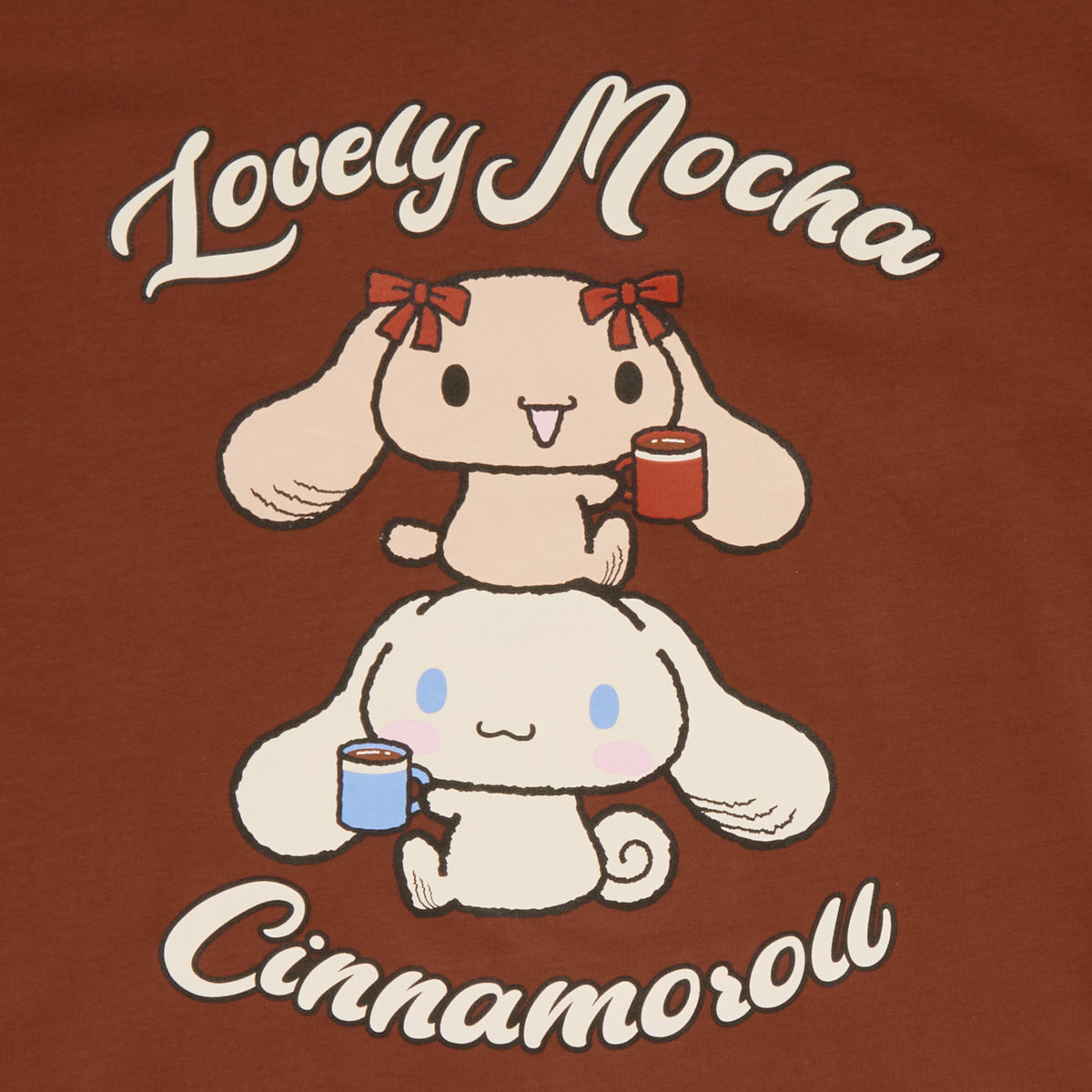 Lovelymocha and Cinnamoroll Adult Mugs Tee (Brown) Apparel Mad Engine Global LLC