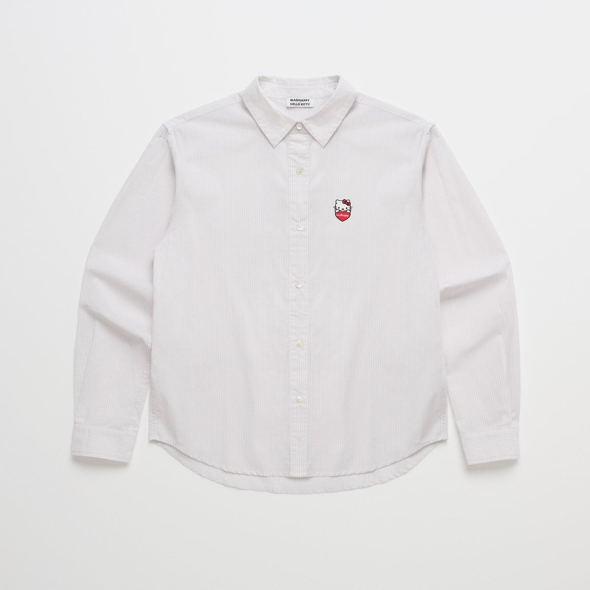 Hello Kitty x Madhappy Long Sleeve Button Down Shirt (White Stripe) Apparel MADHAPPY