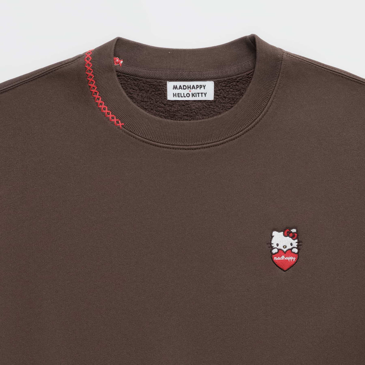 Hello Kitty x Madhappy Logo Midweight Fleece Crewneck (Fudge) Apparel MADHAPPY