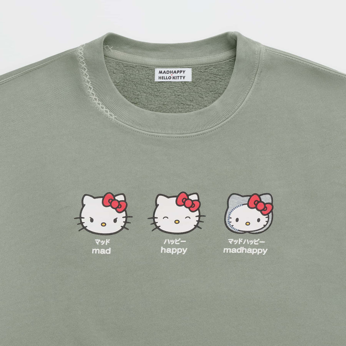 Hello Kitty x Madhappy Emotions Midweight Fleece Crewneck (Willow) Apparel MADHAPPY