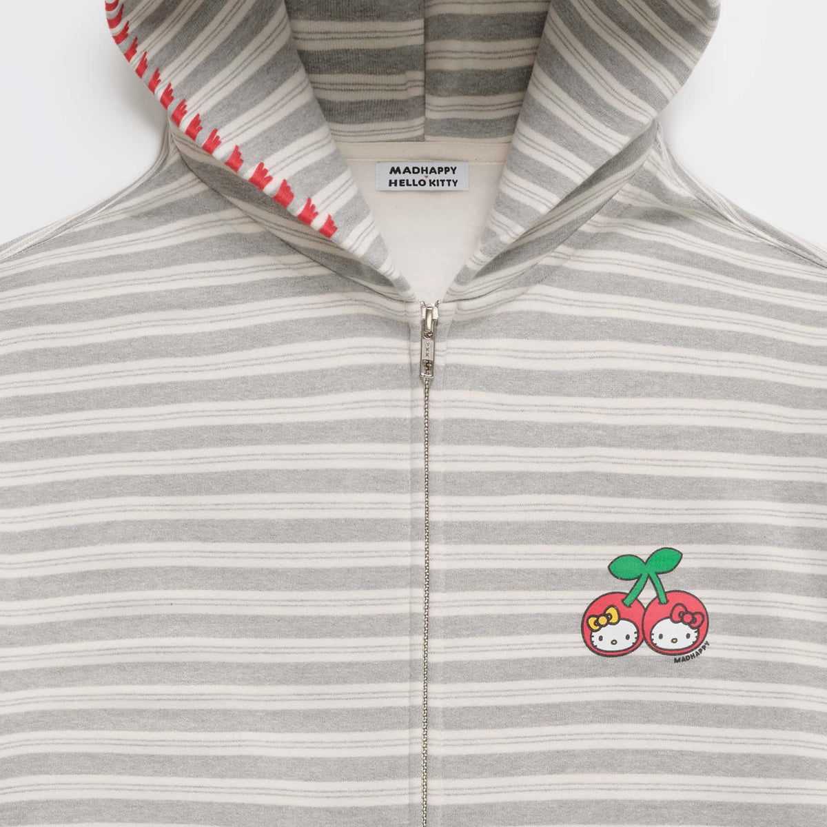 Hello Kitty x Madhappy Striped Midweight Fleece Zip Hoodie (Cream Stri