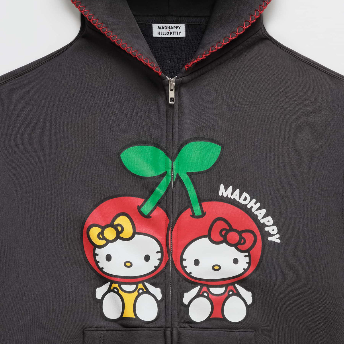 Hello Kitty x Madhappy Cherry Midweight Fleece Zip Up Hoodie (Noir)
