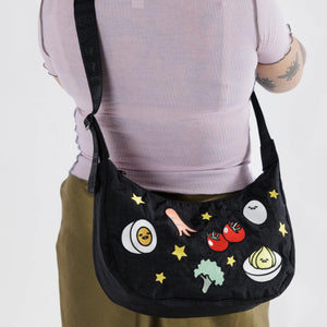 Gudetama x Baggu Embroidered Nylon Crescent Bag Bags Baggu Corporation   