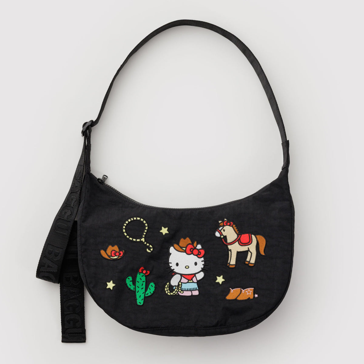 Hello Kitty x Baggu Embroidered Nylon Crescent Bag (Western) Bags Baggu Corporation