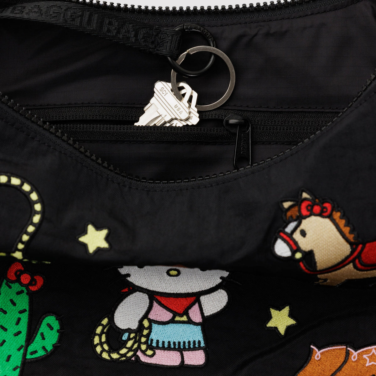 Hello Kitty x Baggu Embroidered Nylon Crescent Bag (Western) Bags Baggu Corporation