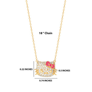 Hello Kitty 18” Gold Plated Face Pave 3D Necklace Jewelry JACMEL JEWELRY INC