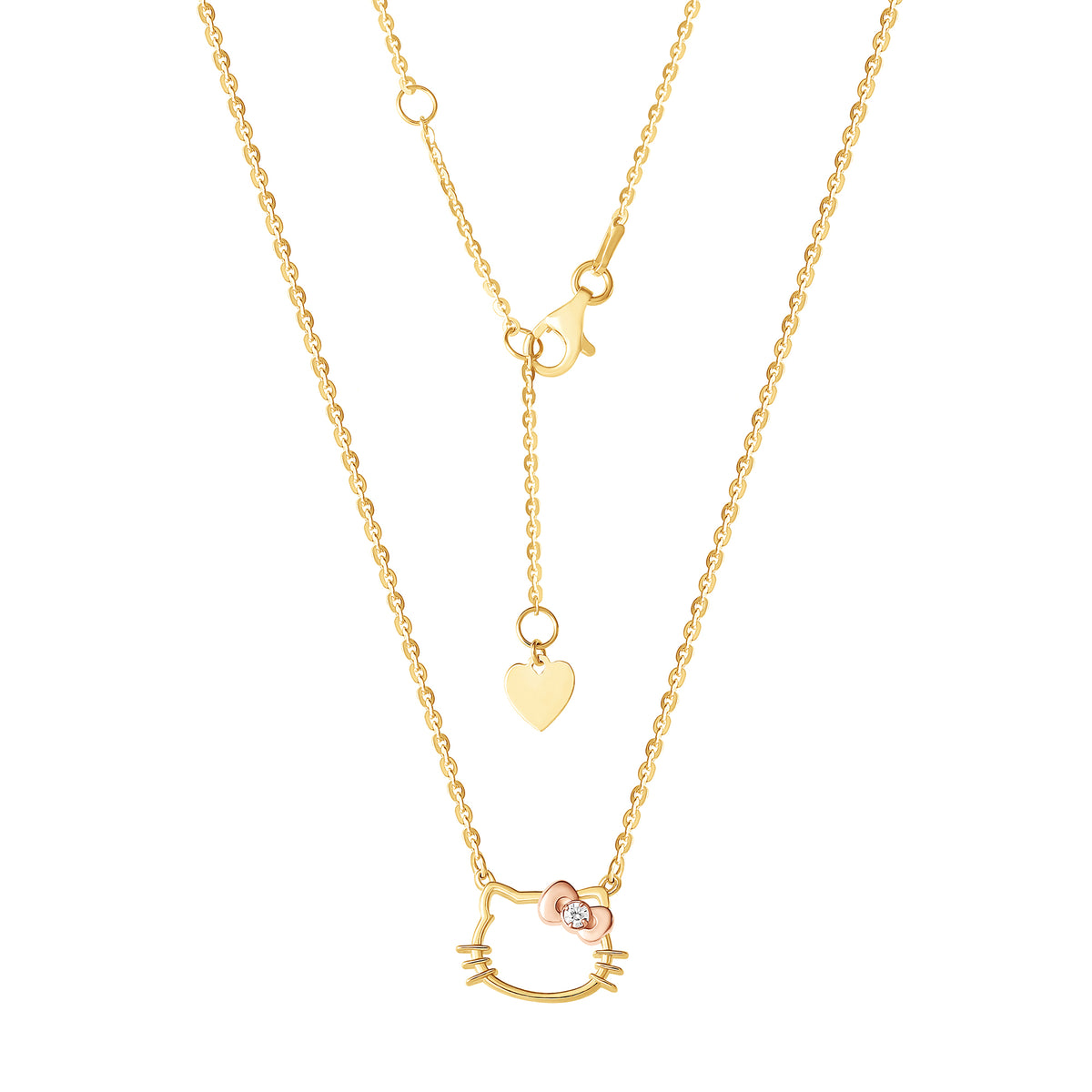 Hello Kitty Gold Plated Silhouette Diamond Necklace Jewelry JACMEL JEWELRY INC   