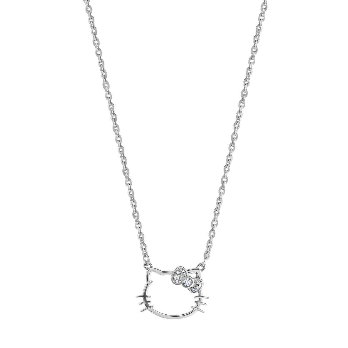 Hello Kitty Sterling Silver Silhouette Diamond Necklace Jewelry JACMEL JEWELRY INC   