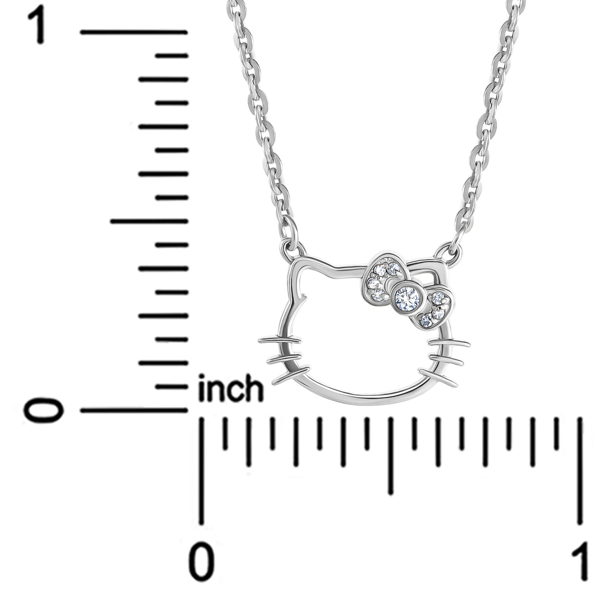 Hello Kitty Sterling Silver Silhouette Diamond Necklace Jewelry JACMEL JEWELRY INC   