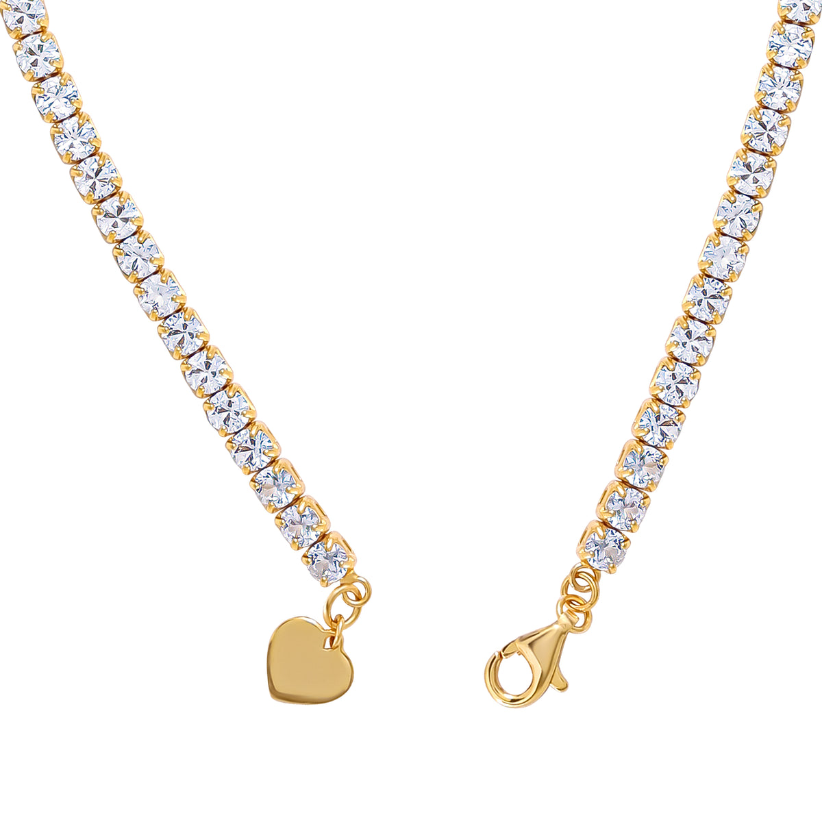 Hello Kitty Two-Tone Gold Plated Bow Tennis Necklace (Pink & White Sapphire) Jewelry JACMEL JEWELRY INC