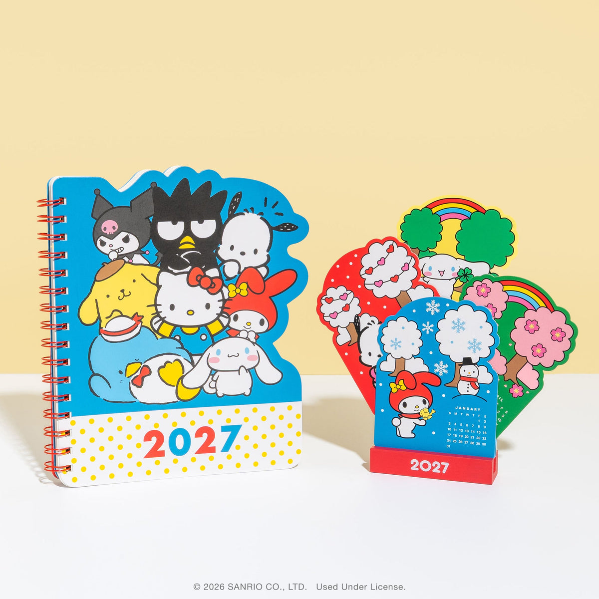 Hello Kitty and Friends 2027 Retro Mini Desk Calendar with Wood Stand
