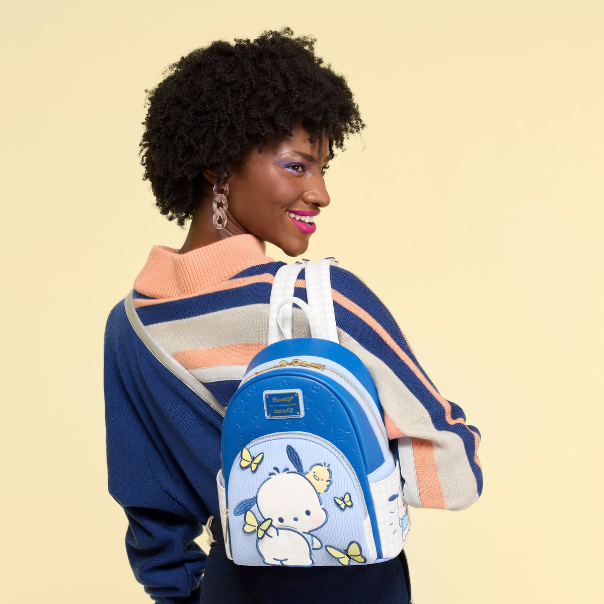 Pochacco x Loungefly Butterfly Gingham Mini Backpack Bags Loungefly