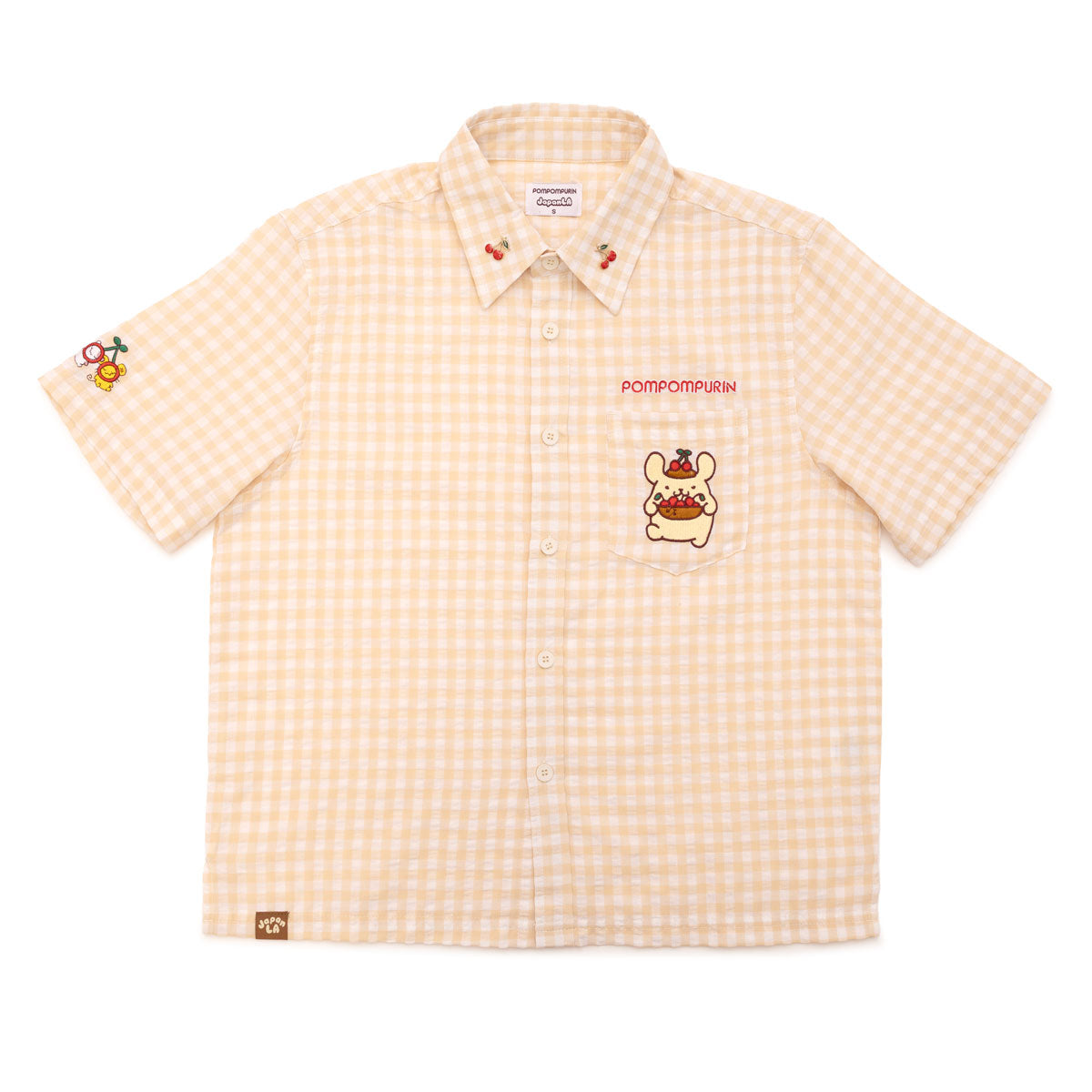 Pompompurin x JapanLA Cherries Gingham Shirt Apparel JapanLA