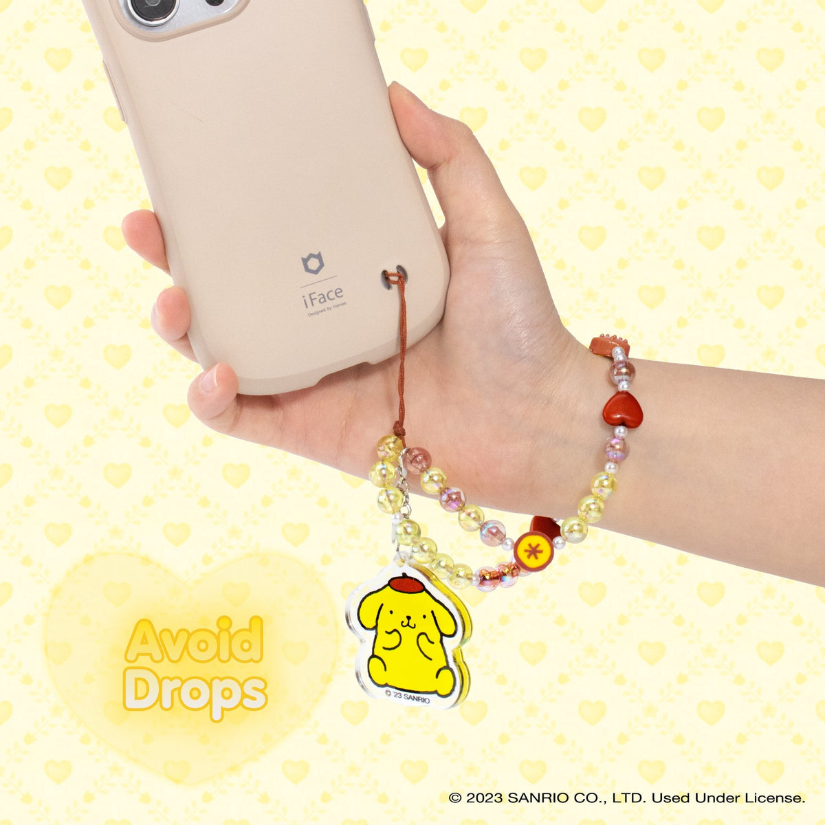 Pompompurin Beaded Charm Mobile Phone Wrist Strap
