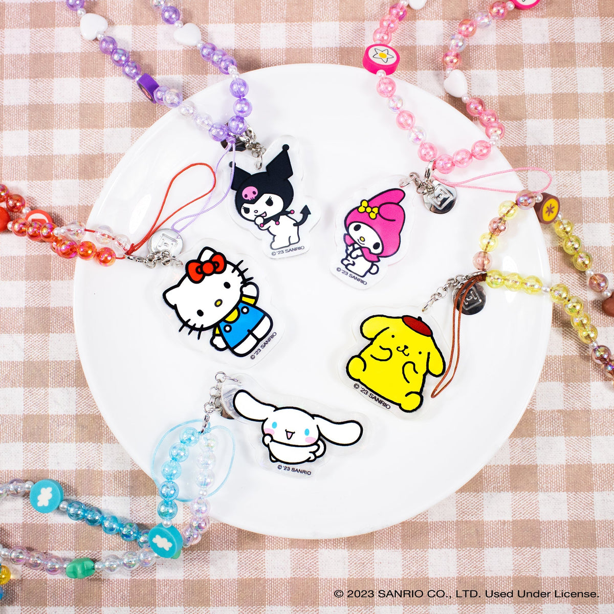 Pompompurin Beaded Charm Mobile Phone Wrist Strap