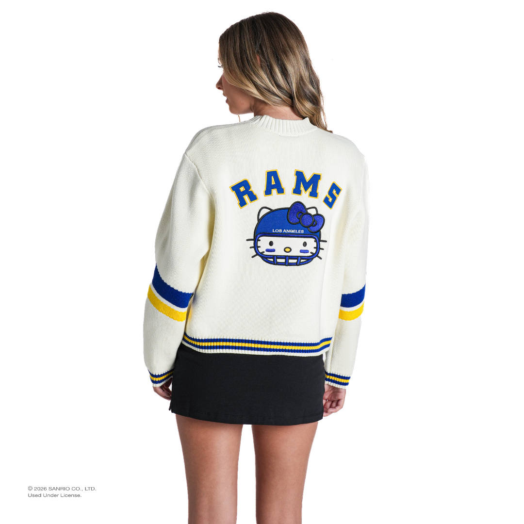 Hello Kitty x The Wild Collective Los Angeles Rams Cropped Cardigan Apparel The Wild Collective