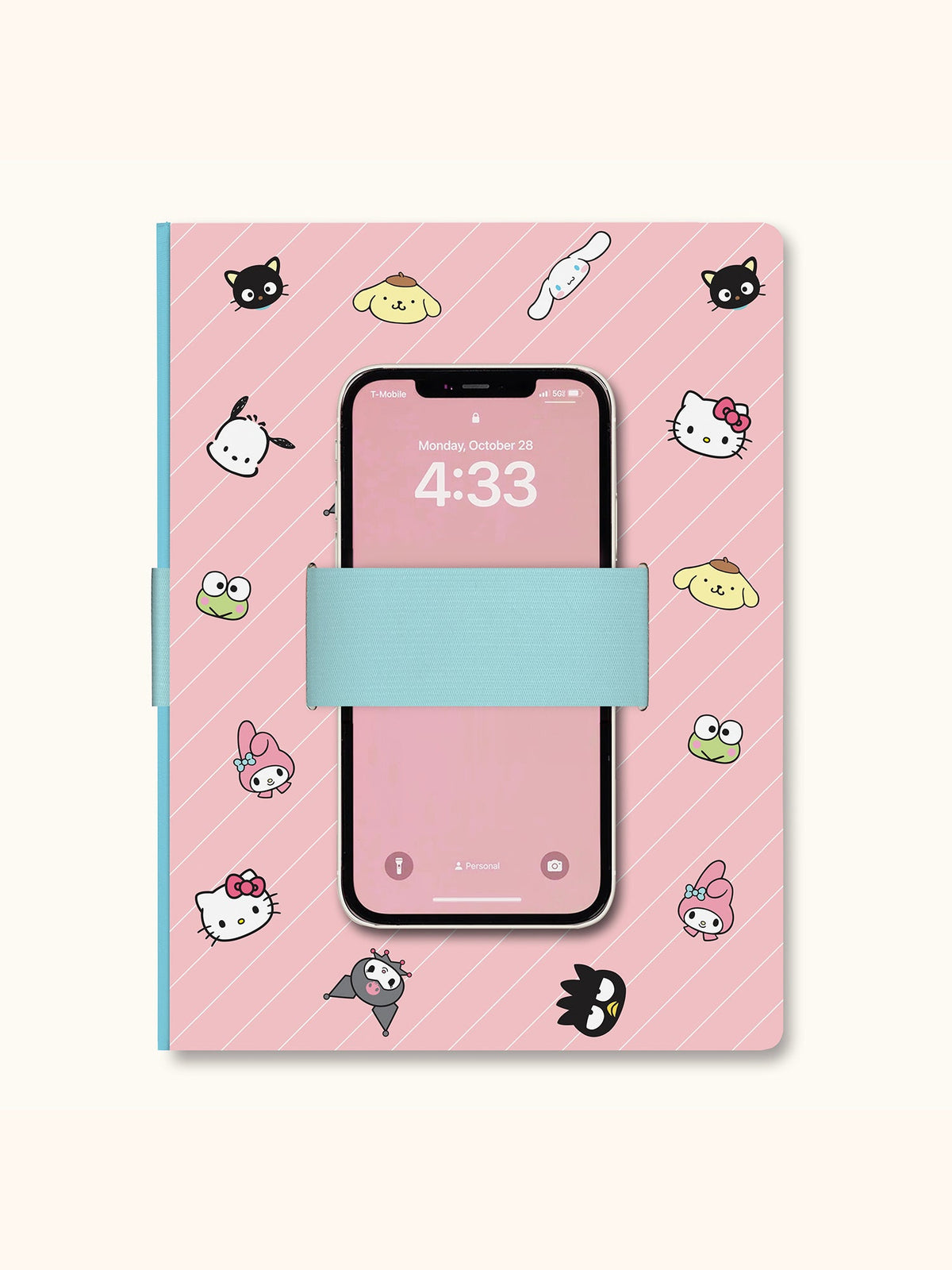 Hello Kitty and Friends x Studio Oh! Pink Pinstripe Casey Notebook with Phone Loop
