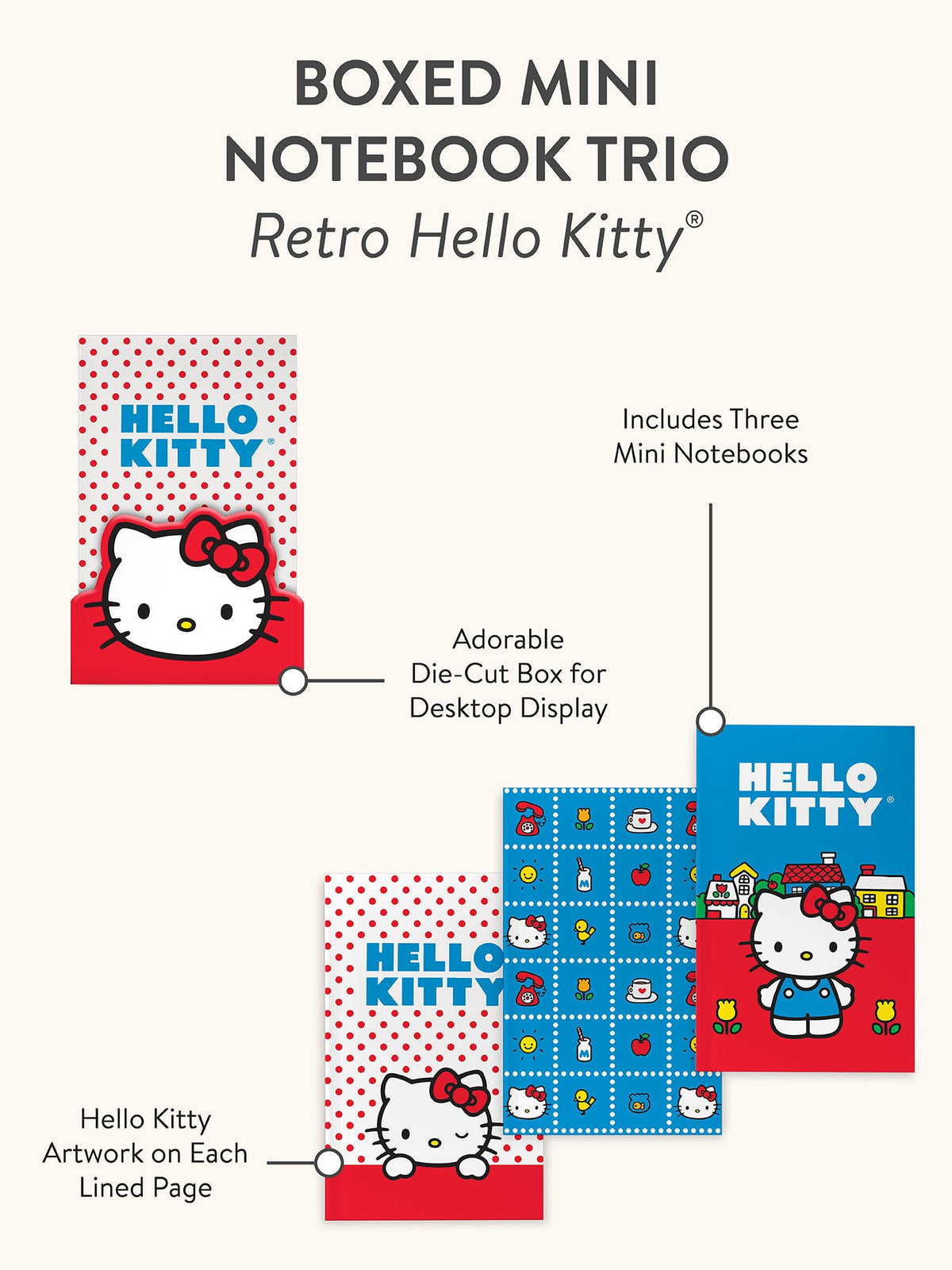 Hello Kitty x Studio Oh! Retro Red Boxed Mini Notebook Trio