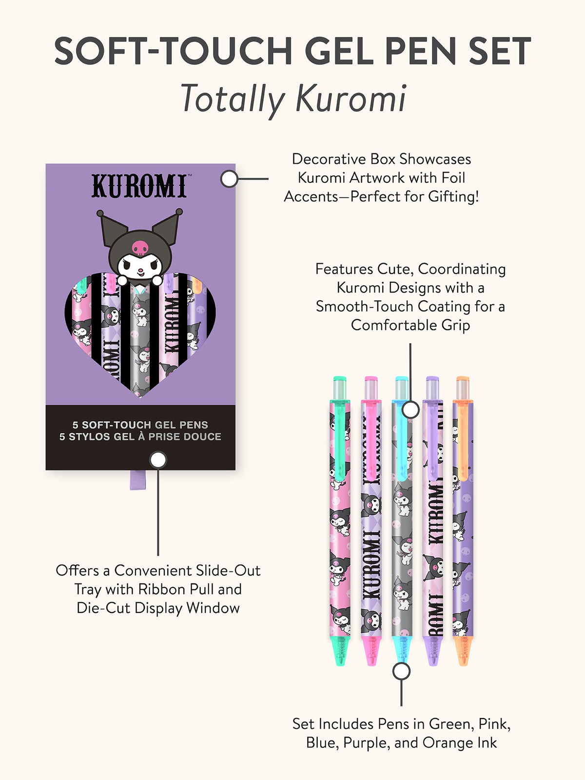 Kuromi x Studio Oh! Soft-Touch Gel Pen Set