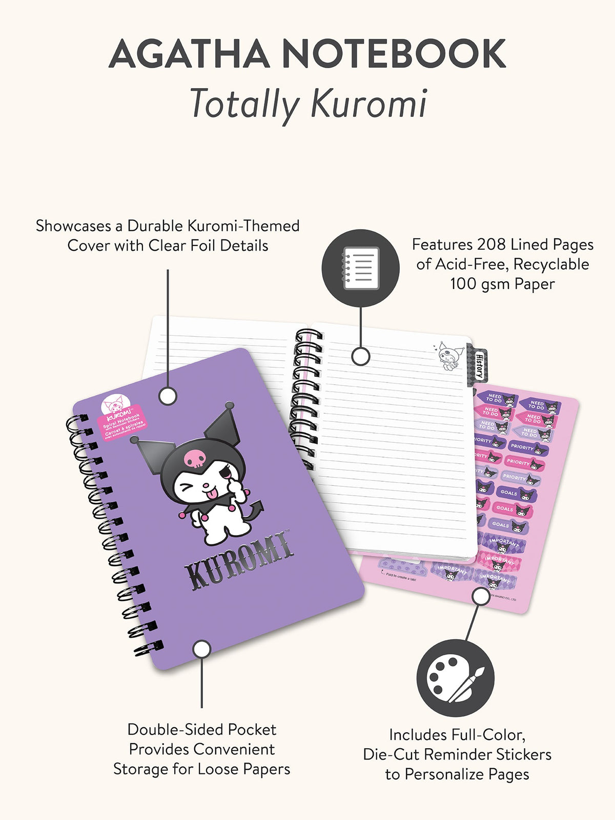 Kuromi x Studio Oh! Agatha Notebook