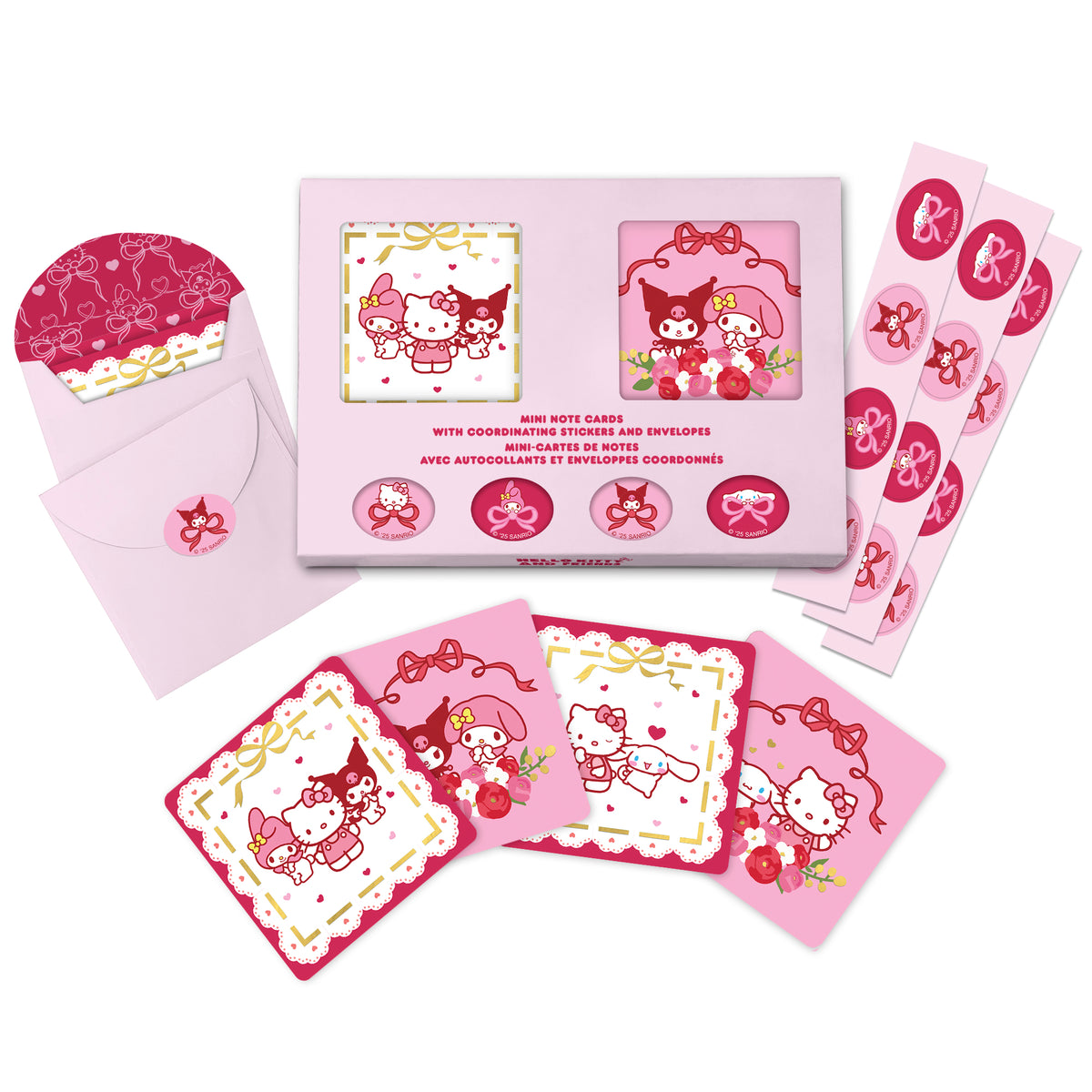 Hello Kitty and Friends x Studio Oh! Hearts and Ribbons Mini Note Card Set Stationery Orange Circle