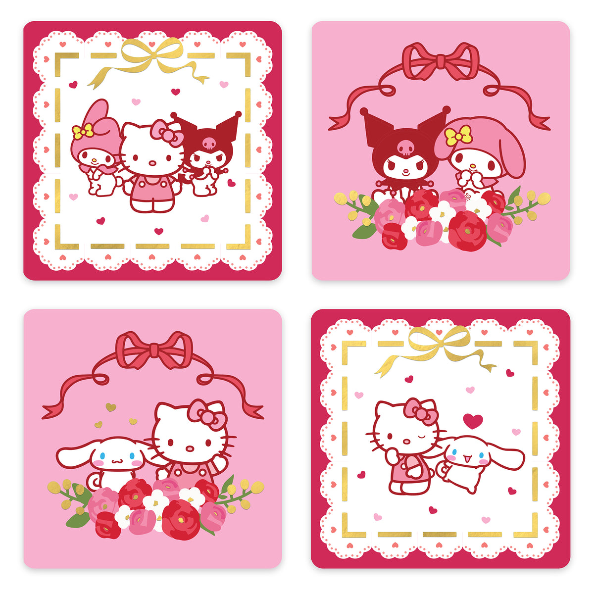 Hello Kitty and Friends x Studio Oh! Hearts and Ribbons Mini Note Card Set Stationery Orange Circle
