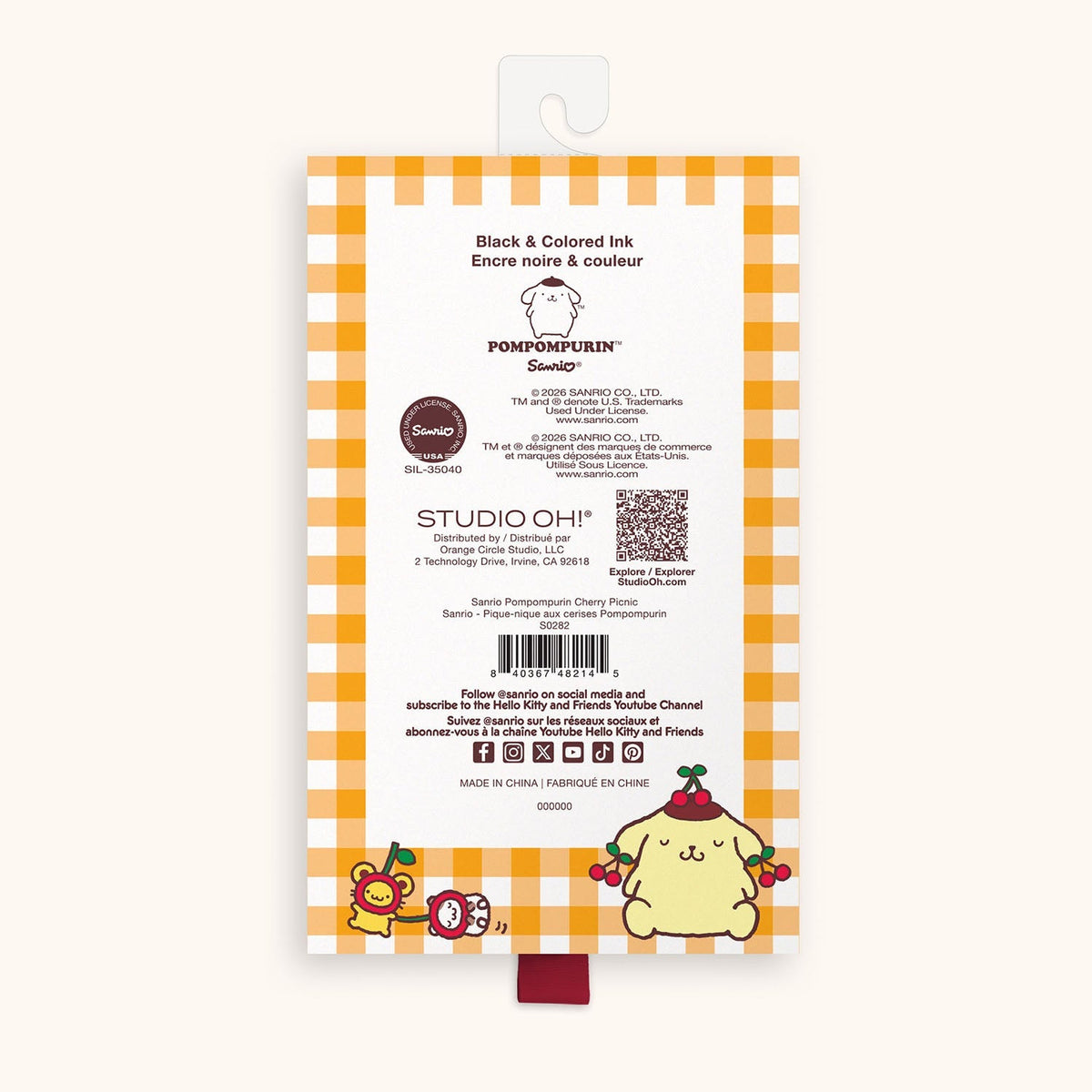Pompompurin x Studio Oh! Cherries Soft-Touch Gel Pen Set Stationery Studio Oh!