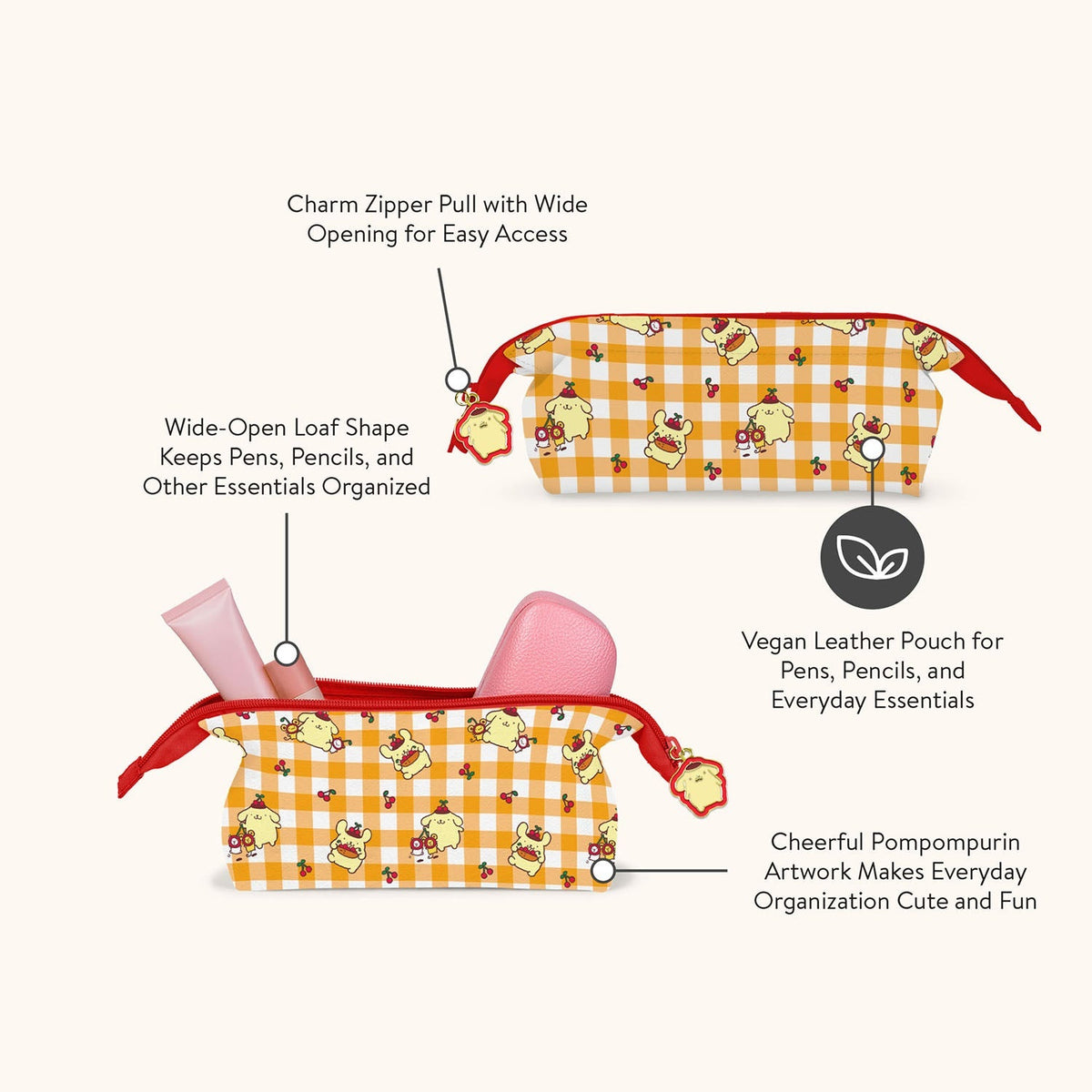 Pompompurin x Studio Oh! Cherries Mini Loaf Pencil Pouch Stationery Studio Oh!