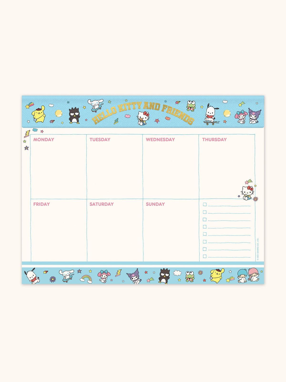 Hello Kitty and Friends x Studio Oh! College Letters Blue Weekly Desk Pad