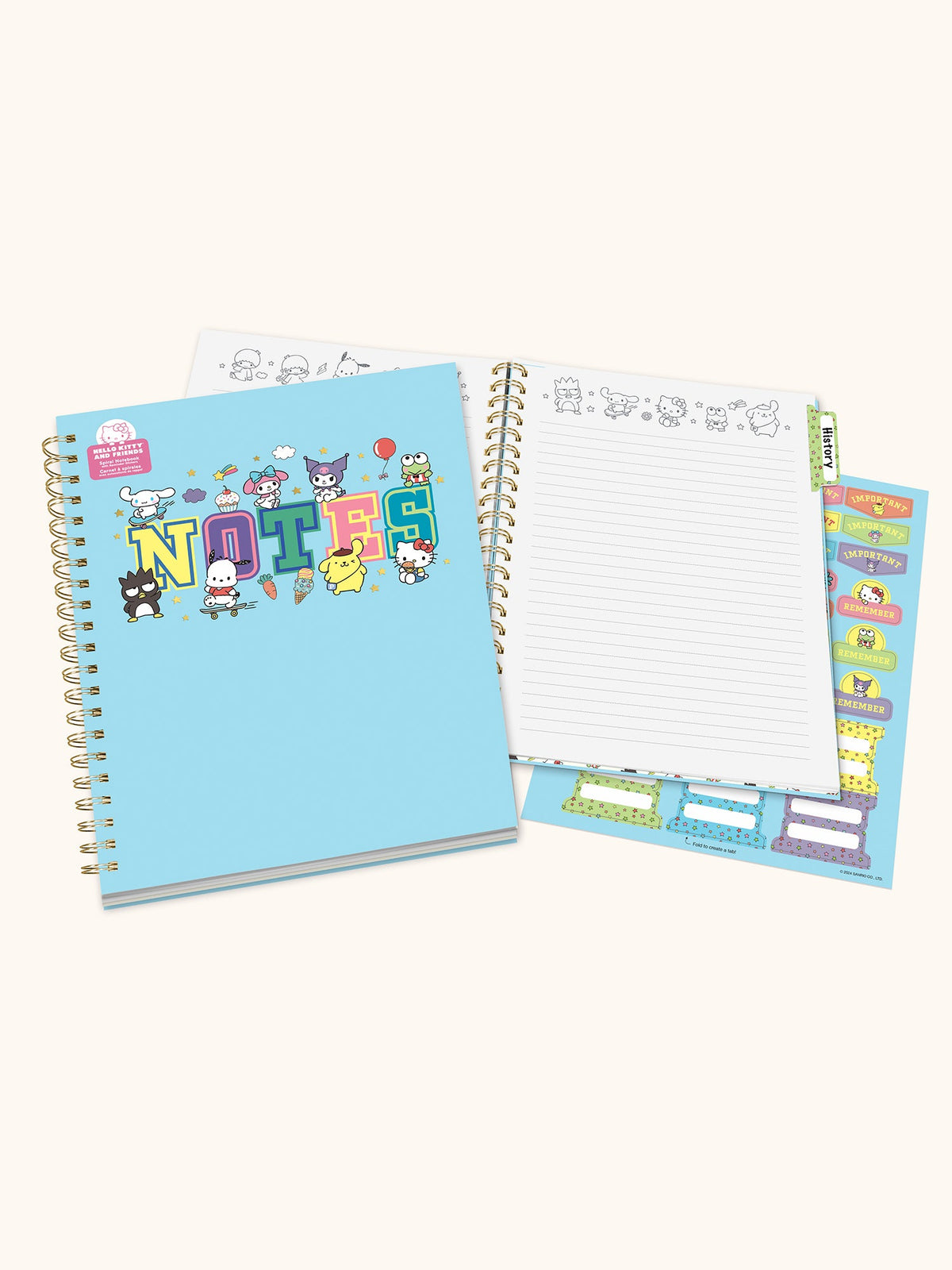 Hello Kitty and Friends x Studio Oh! College Letters Blue Extra-Large Spiral Notebook