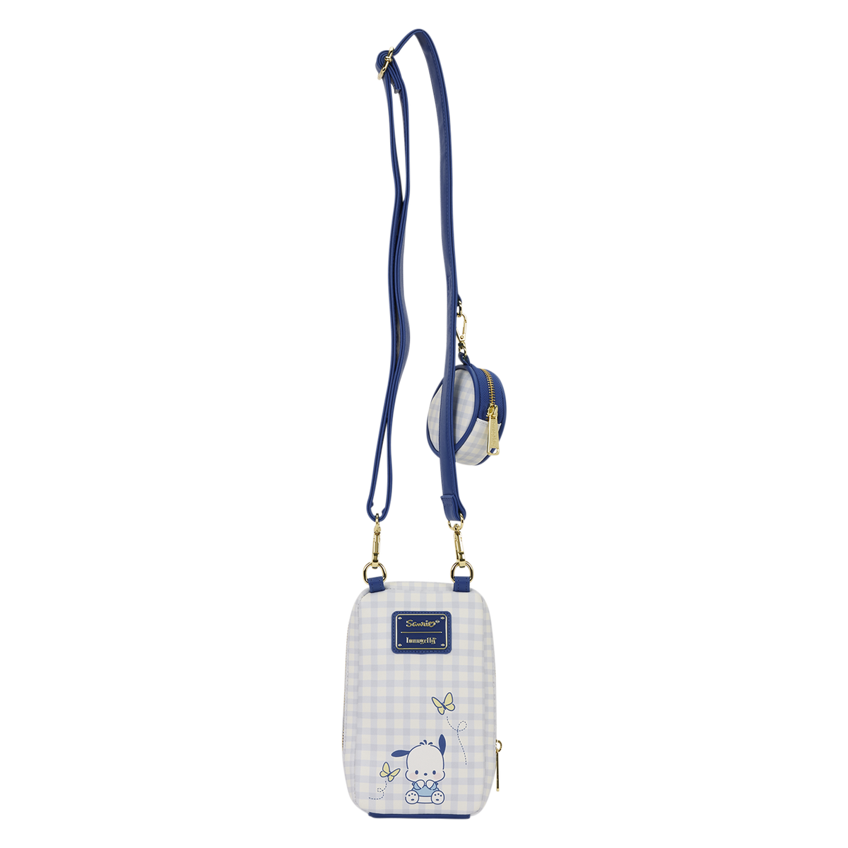 Pochacco x Loungefly Butterfly Gingham Crossbody Bag with Coin Purse Bags Loungefly