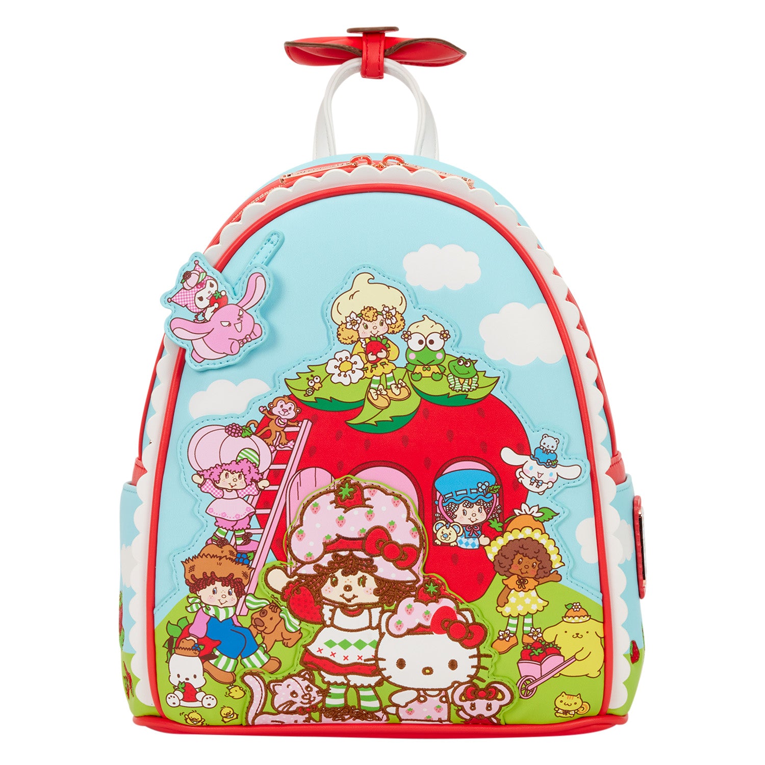 hello kitty christmas mini backpack Sanrio Winter Wonderland Mini-Backpack Faux leather Adjustable shoulder straps Applique and embroidery Printed details Kitty loves to travel Hello Kitty and Tiny Chum