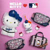 Hello Kitty-themed MLB merchandise on a pink background