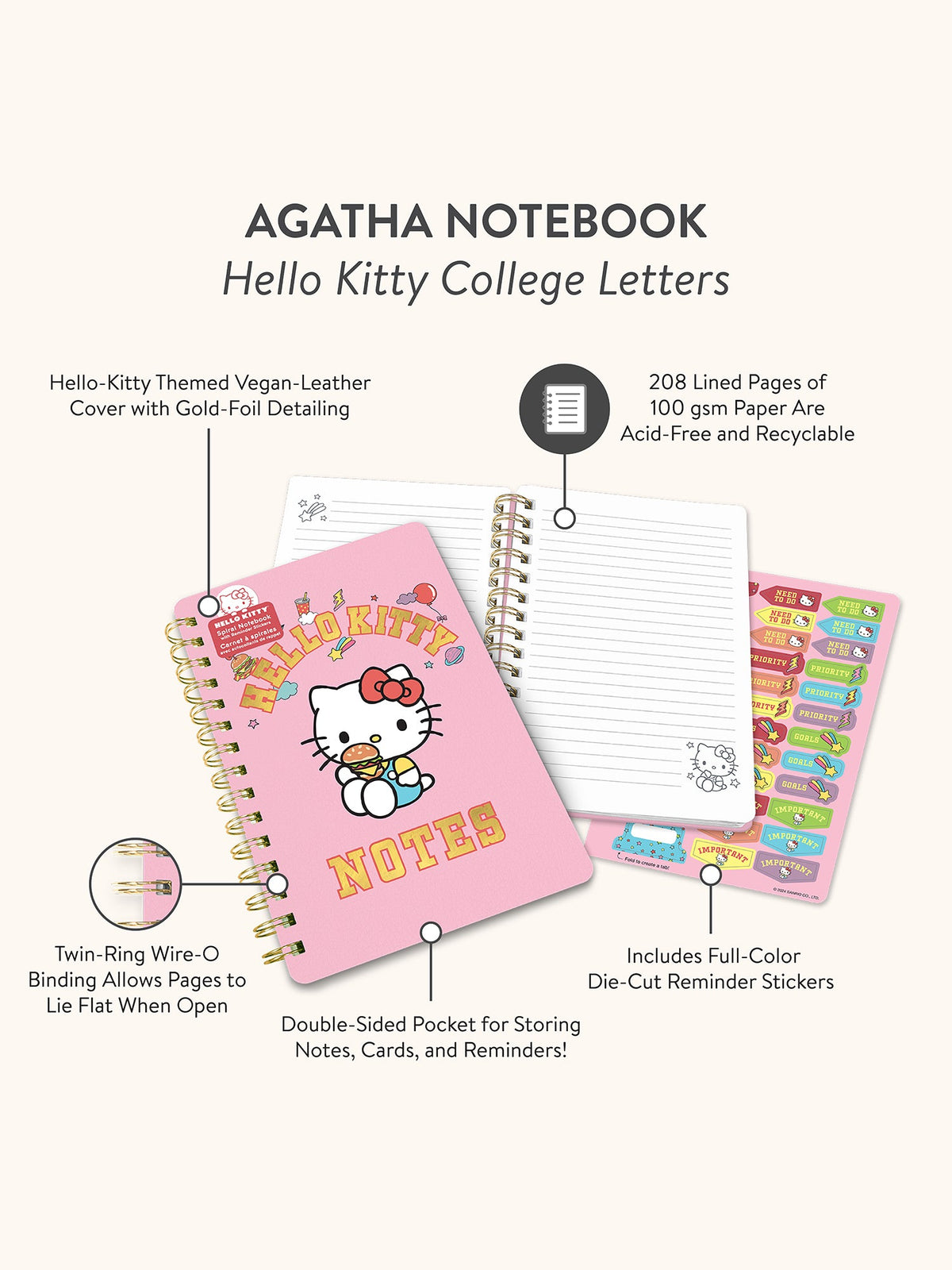Hello Kitty x Studio Oh! College Letters Agatha Notebook