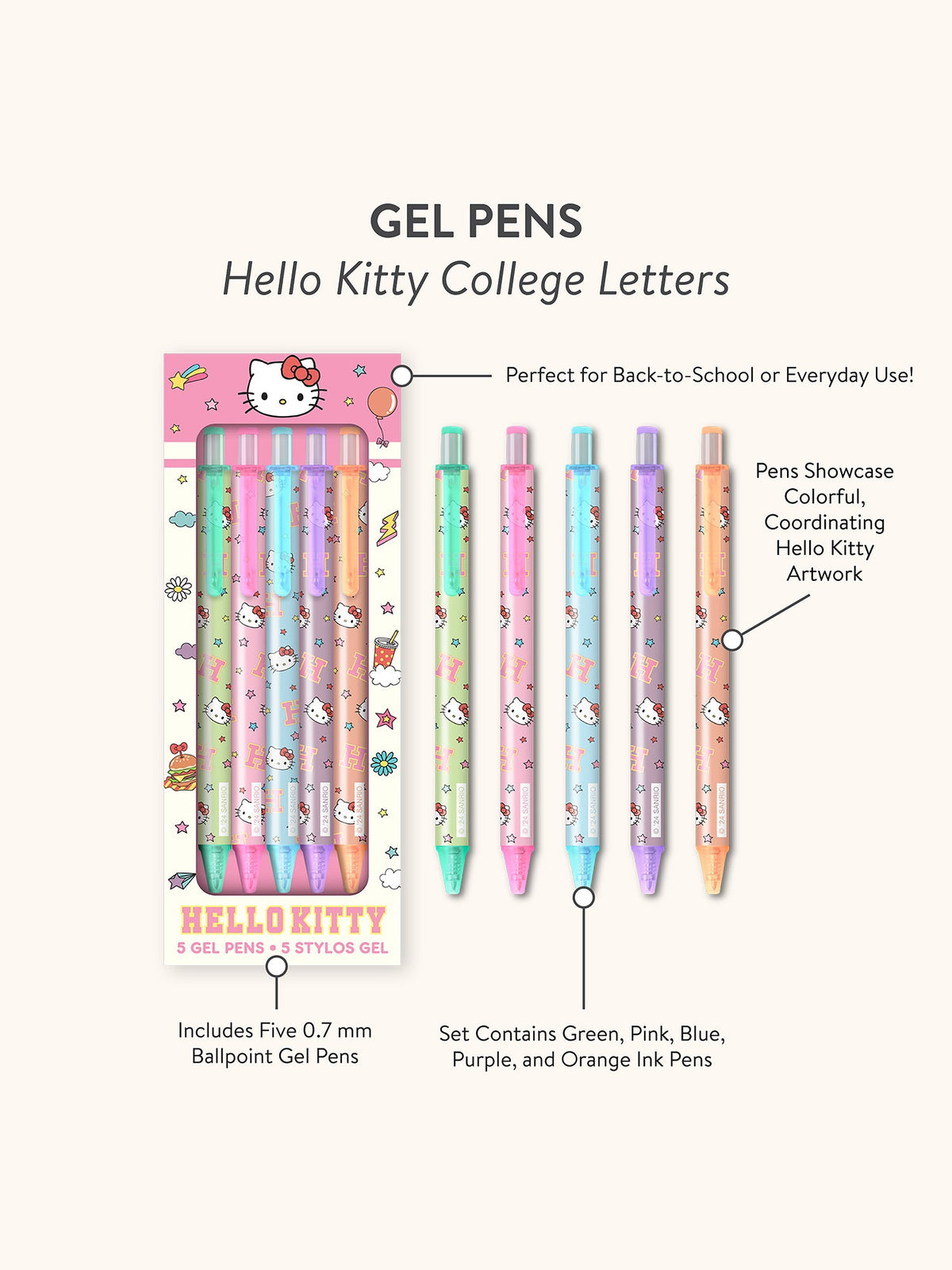 Hello Kitty x Studio Oh! College Letters Gel Pens