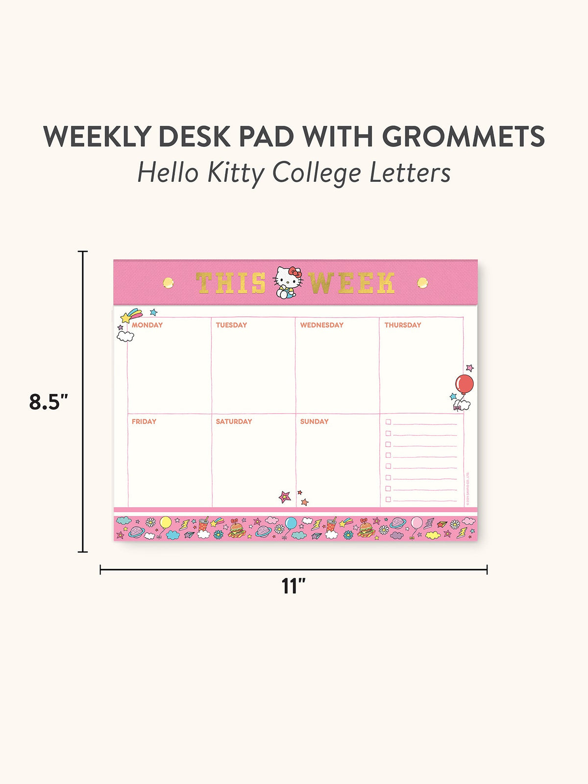Hello Kitty x Studio Oh! College Letters Weekly Desk Pad