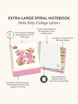 Hello Kitty x Studio Oh! College Letters Extra-Large Spiral Notebook