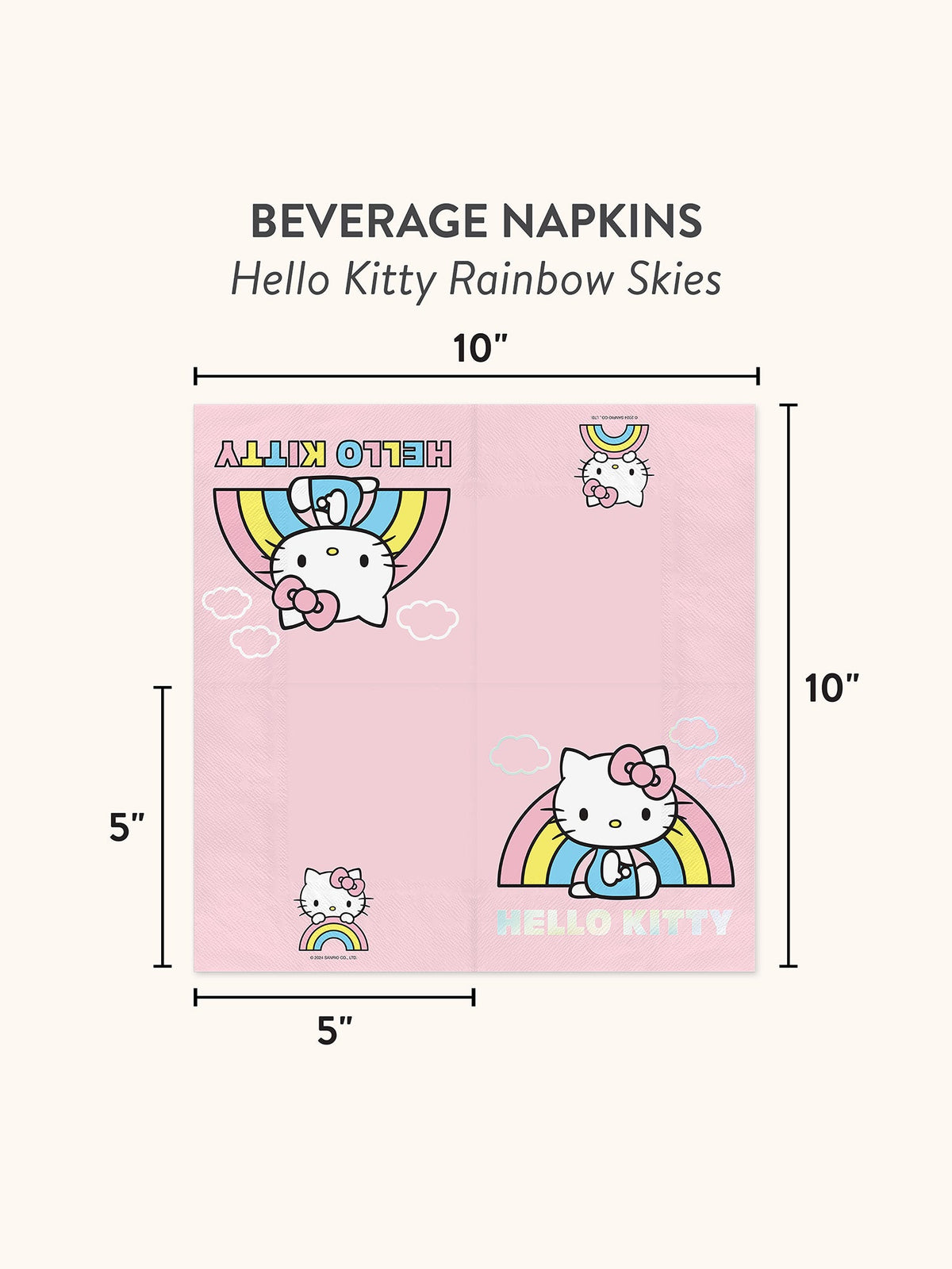 Hello Kitty x Studio Oh! Rainbow Skies Beverage Napkins