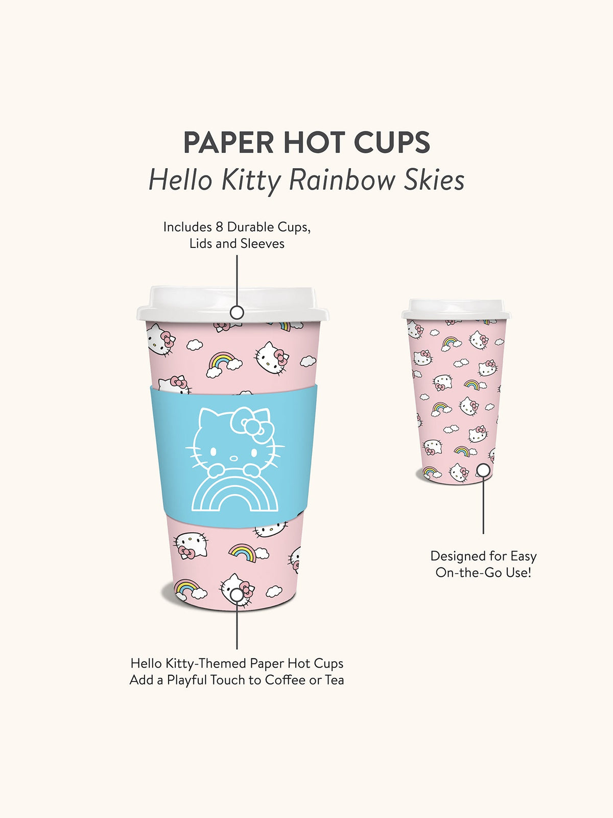 Hello Kitty x Studio Oh! Rainbow Skies Paper Hot Cups