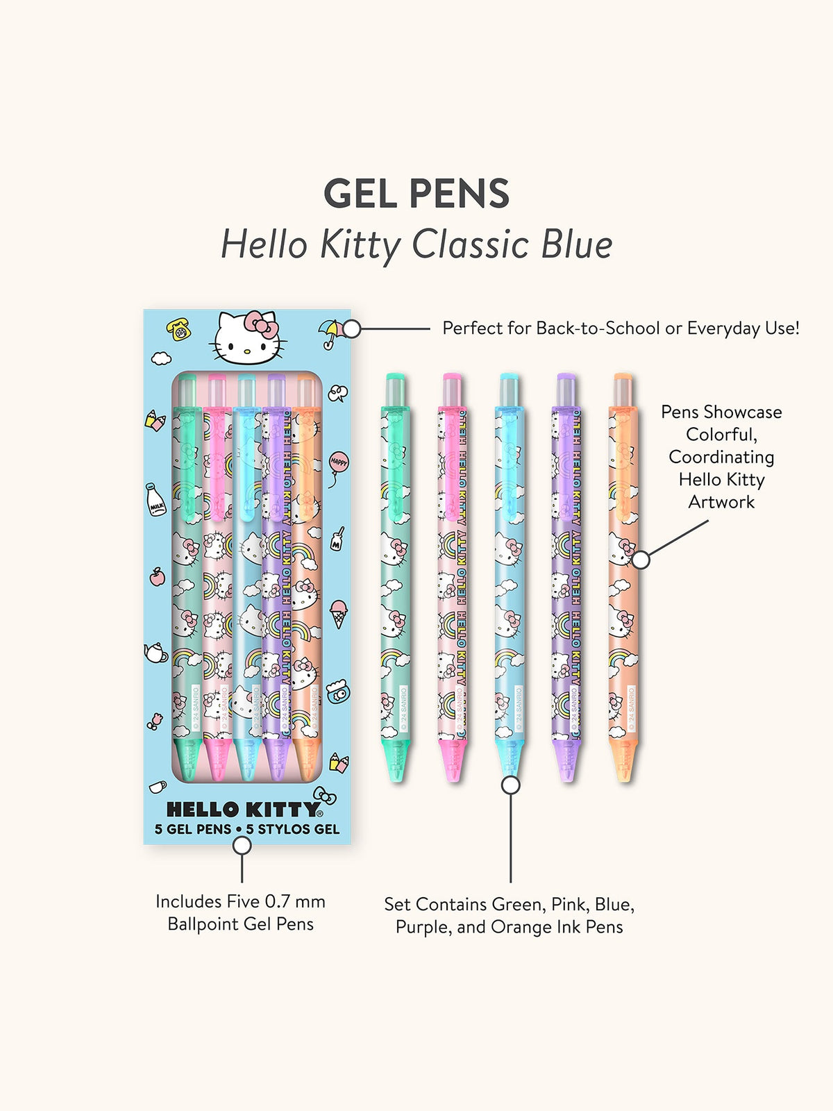 Hello Kitty x Studio Oh! Classic Blue Gel Pens Stationery Studio Oh!