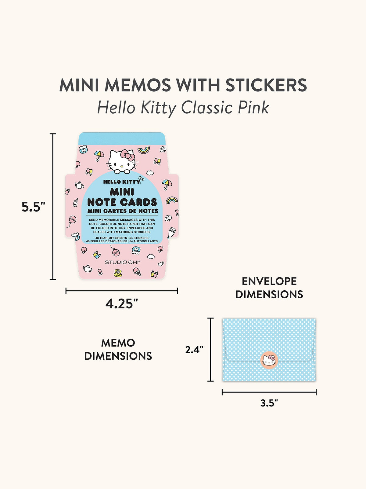 Hello Kitty x Studio Oh! Classic Pink Mini Memo with Stickers