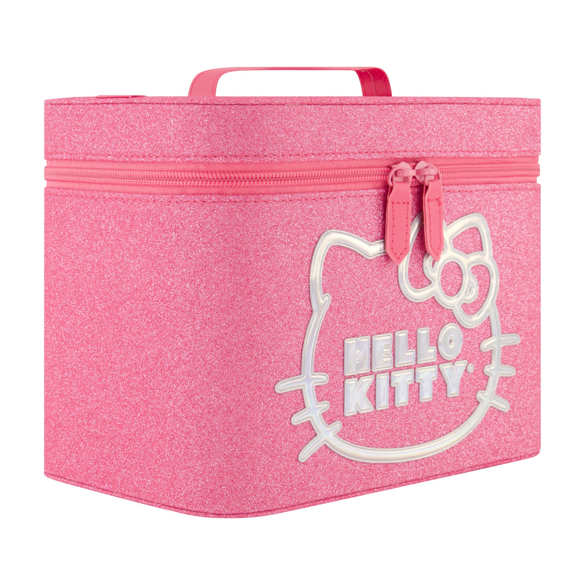 hello kitty travel makeup bag Hello Kitty Large Cosmetic Travel Case Organizer, Portable Makeup Box with Mirror and Dual Zipper, Pink