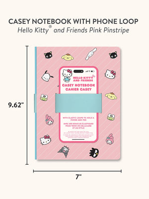 Hello Kitty and Friends x Studio Oh! Pink Pinstripe Casey Notebook with Phone Loop