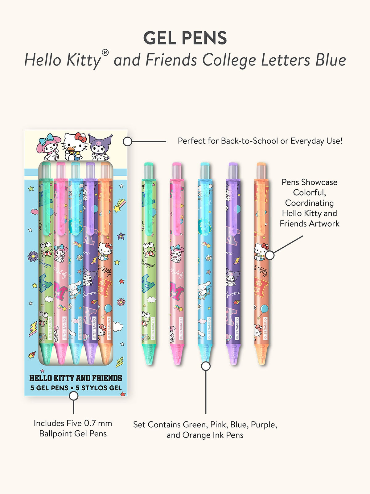Hello Kitty and Friends x Studio Oh! College Letters Gel Pens