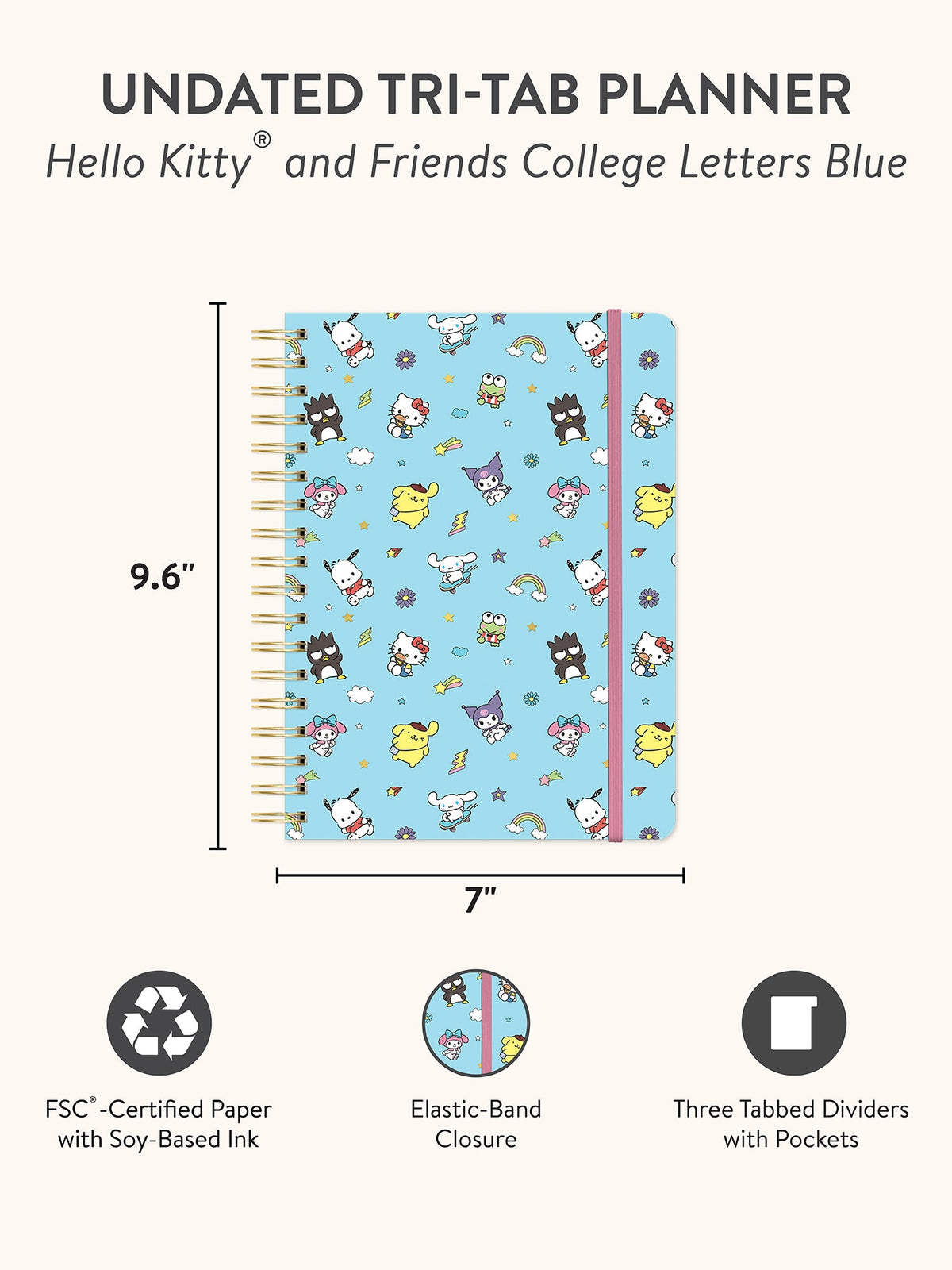Hello Kitty and Friends x Studio Oh! College Letters Tri-Tab Planner