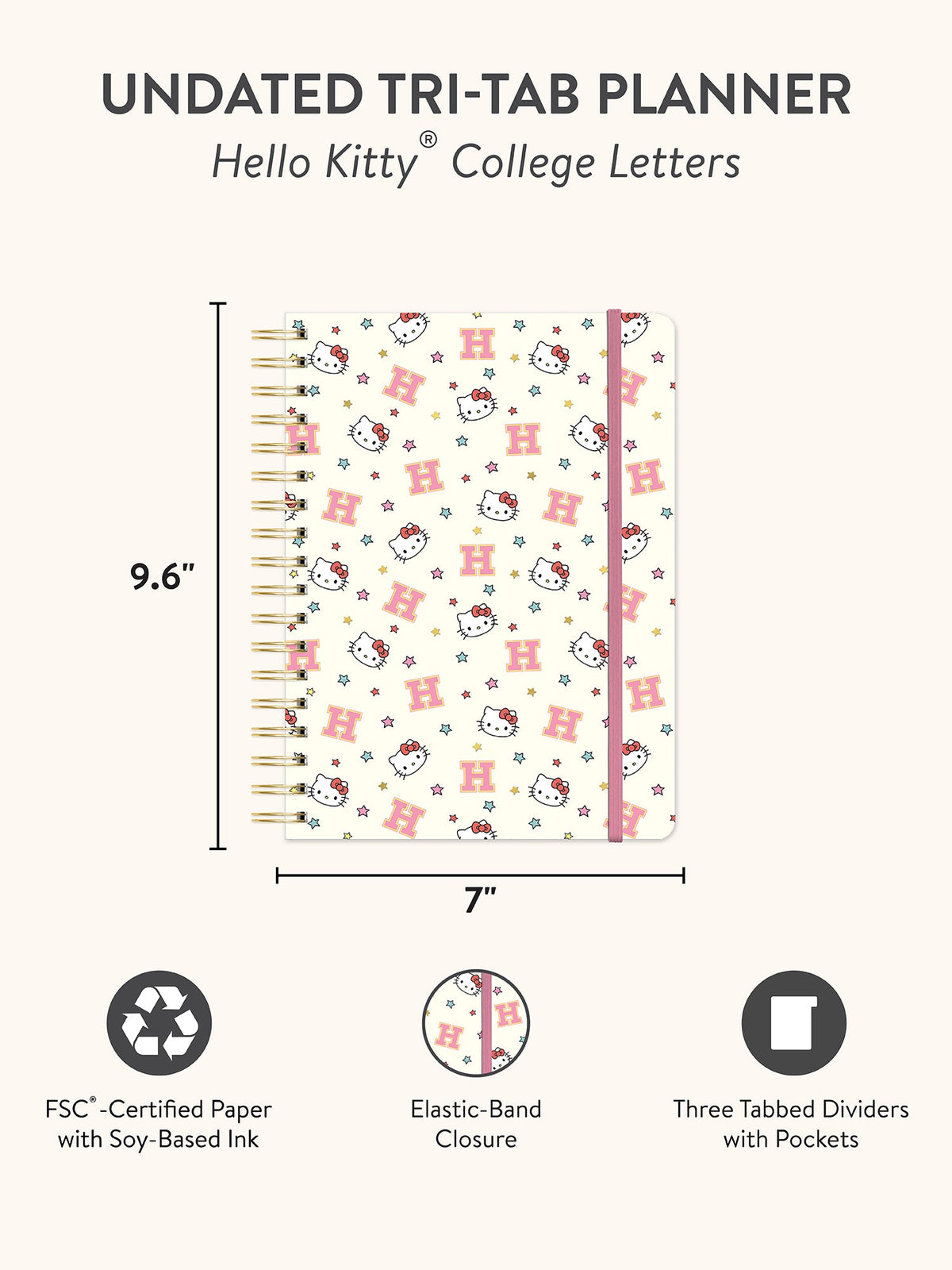 Hello Kitty x Studio Oh! College Letters Tri-Tab Planner Stationery Studio Oh!